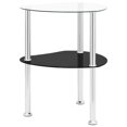 thumbnail image 1 of vidaXL 2-Tier Side Table Transparent & Black 38x38x50cm Tempered Glass, 1 of 5