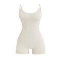 thumbnail image 1 of Baberdicy Combinaisons pour Femmes Liquidationï1⁄4Combinaison à Bretelles Sans Manches à Col Rond pour Femmes Combinaison de Couleur Unie Justaucorps à Bretelles Justaucorps Gainant Blanc, 1 of 4