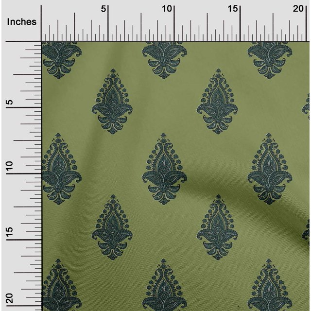oneOone Georgette Viscose Fabric Leaves|Floral & Paisley Block Printed Craft Fabric BTY 42 Inch Wide