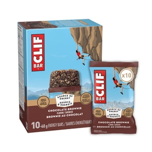 CLIF BAR Barres d'énergie, Brownie au chocolat, Granola Bar, Forte en protéines, contient 70% Ingrédients biologiques Boîte de 10 Barres
