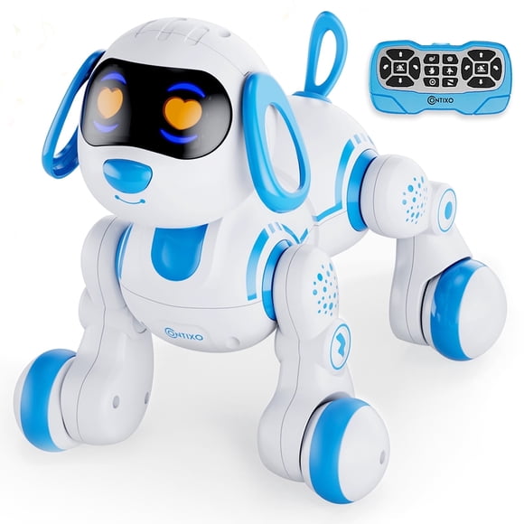 Contixo Chiot Intelligent, Enfants et Tout-Petits de 3 à 8 Ans, Jouet Chien Robot d'Apprentissage Interactif, Télécommande, Lumières et Sons, Bleu