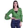 thumbnail image 1 of Moomaya Printed Womens Crop Top Wrap Style Top Wear Ruffle Long Sleeve Casual Summer Blouse, 1 of 5