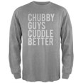 thumbnail image 1 of Chubby Guys Cuddle Better Heather Grey Adult Long Sleeve T-Shirt, 1 of 1