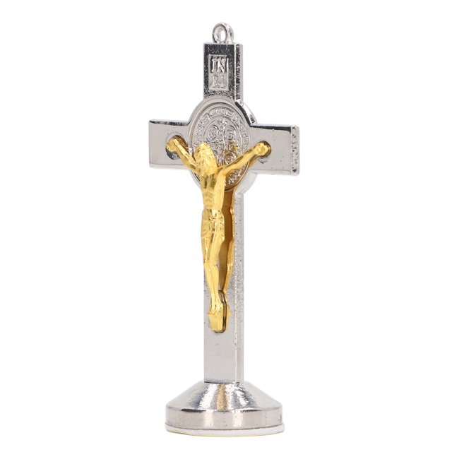 Crucifix, Argent Doré Design Compact Durable Debout Crucifix pour le Lieu de Travail