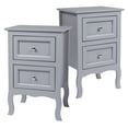 thumbnail image 1 of Ktaxon Nightstand, Bedside Table with 2 Storage Drawers, End Side for Bedroom, Country Style Set of 2,Gray, 1 of 13