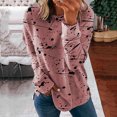 thumbnail image 2 of IROINID Liquidation Hauts pour Femmes Grande Taille Imprimé Manches Longues Confortable Respirant T-Shirt à Col Rond Hauts, Rose, 2 of 8