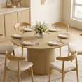 thumbnail image 2 of HOMCOM Round Dining Table, Kitchen Table with Fluted Pedestal Base, Natural, 2 of 10