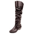 thumbnail image 1 of Babysbule Chaussures pour Femmes en Liquidation, Bottes Hautes à Enfiler pour Femmes à Talon Carré de Couleur Unie, Bottes Hauteur Genou à Bout Rond, 1 of 7