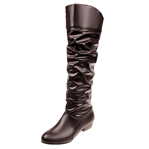 B91xZ Womens Cowboy Boots Dress Zipper Warm Winter Vintage Christmas Womens Boots,Brown 6.5
