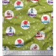 thumbnail image 1 of Soimoi Moss Georgette Fabric Gift Box,Car & Santa Christmas Printed Fabric 1 Yard 42 Inch Wide, 1 of 3