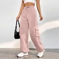 thumbnail image 2 of Yuyuzo Pantalon Cargo en Molleton pour Femmes, Taille Haute, Décontracté, Bas Resserré, Joggers Amples avec Poches, 2 of 7