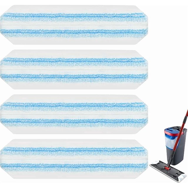 Mop Pads Replacements Compatible with O Cedar H2prO Flat Mop System Microfiber Mop Replacement Heads for O-Cedar/Vileda H2prO Flat Mop, Washable & Reusable Mop Pad Refills for Deep Cleaning, 4 Pack