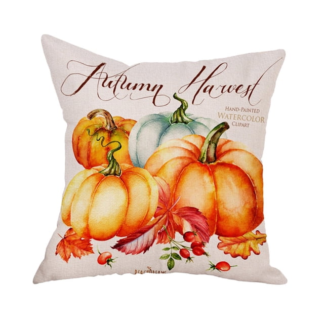 Fridja Housses de Coussin d'Halloween 18 x 18 Pouces Rétro Citrouille d'Halloween Graphique Housse de Coussin Décorative Colorée Rustique d'Halloween pour Décoration de Maison, Canapé, Sofa pour les Fêtes