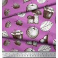 thumbnail image 3 of Soimoi Poly Georgette Fabric Mushroom, Pear Fruits Printed Fabric 1 Yard 52 Inch Wide, 3 of 3