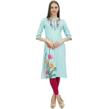 Bimba Kurta Indienne pour Femmes Bollywood Designer Verte Kurti Ethnique Tunique Robe-14