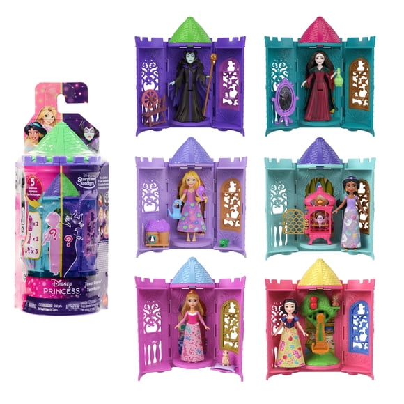 Disney Princess Tower Surprise Small Dolls & Stacking Playsets with 5 Surprises (Styles May Vary)