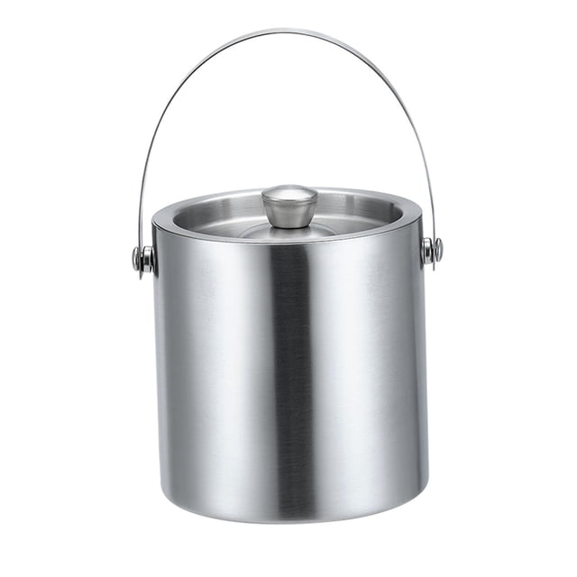 jifeng Seau à Glace avec Couvercle Confortable Poignée de Transport à Double Paroi pour Refroidir la Bière 2L