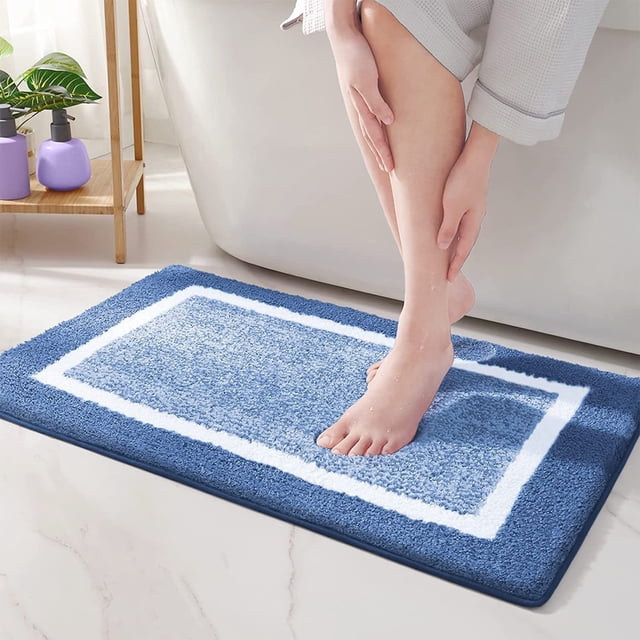 Vacemry Microfiber Bath Mats for Bathroom Non , Absorbent Soft Shower Floor Mat, Quick Dry Washable Bathroom Rugs for Tub Sink Laundry Room, 16x24 Inches