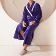 thumbnail image 2 of FhsagQ Pajamas Pajamas for Men Open Front Mens Fuzzy Robe Mid Length Bathrobe Belted Soft Bath Robes Kimono Robe with Pockets Fall Winter Spa Robes Mens Pajamas Sleepwear Super Fit Purple M, 2 of 3