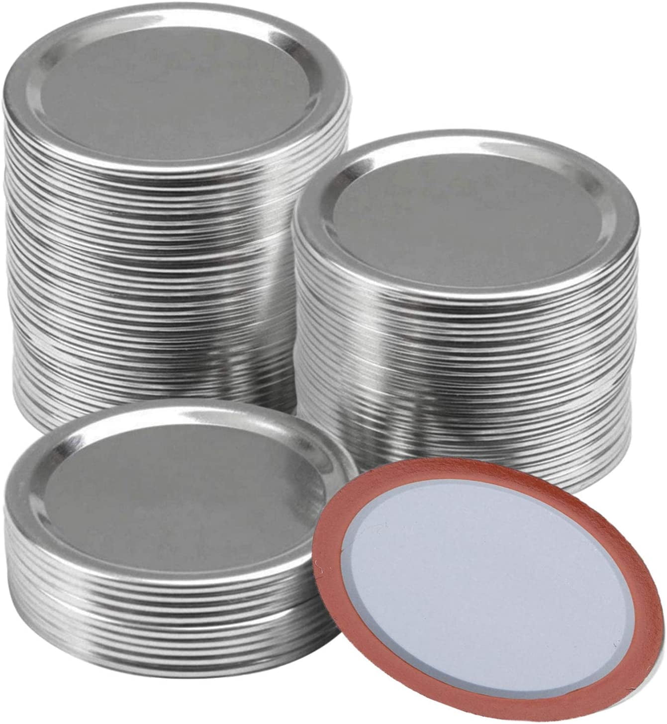Couvercles de Mise en Conserve à Grand Ouverture, Couvercles de Mise en Conserve pour Pots Mason, Couvercles Réutilisables Étanches de Type Fendu avec Anneaux d'Étanchéité en Silicone