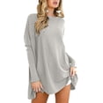 thumbnail image 4 of WEIYLL Women's T Shirts Oversized Tunic With Leggings Long Sleeve Fall Sweaters Grey Tee Sizes L, 4 of 6