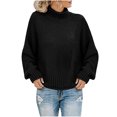 thumbnail image 2 of EGNMCR Chandails pour Femmes Hauts Décontractés Unis Tricot Manches Longues Chandail, 2 of 5