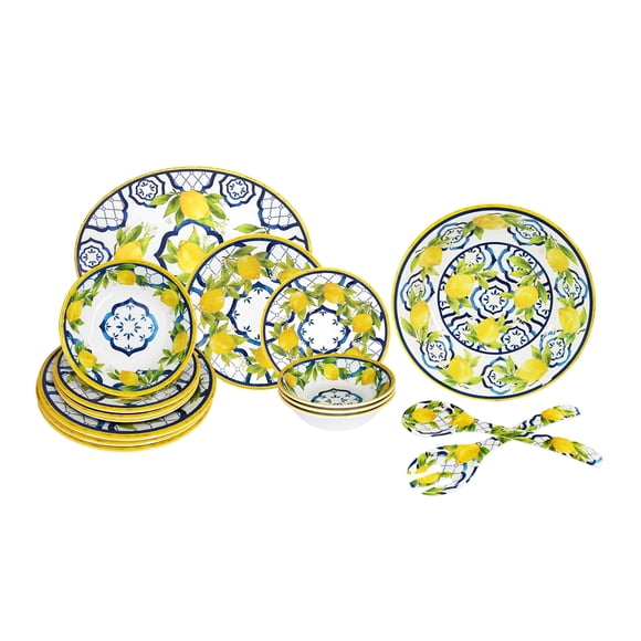 Le Cadeaux 16 Piece Luxury Melamine Dinnerware Set, Service for 4 (Palermo)