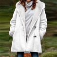 thumbnail image 1 of XZNGL Women Winter Plus Size Solid Plus Velvet Coat Long Sleeve Horn Buckle Pocket Overcoat Tops, 1 of 1