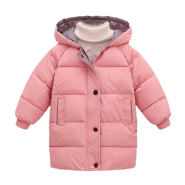 Hfolob Kids Girl Coat Girls Down Jacket With Thick Quilted For Winter Mid Length Coat