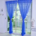 thumbnail image 4 of 2 Panel Kitchen Curtain Sheer Valance Balcony Door Window Voile Drape Deep Blue - 200x200cm, 4 of 9