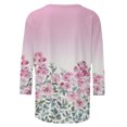 thumbnail image 5 of Pompotops Mode Femmes Confortable Col Rond Manches 3/4 Imprimé Casual T-shirt Chemisier Dégagement, 5 of 5
