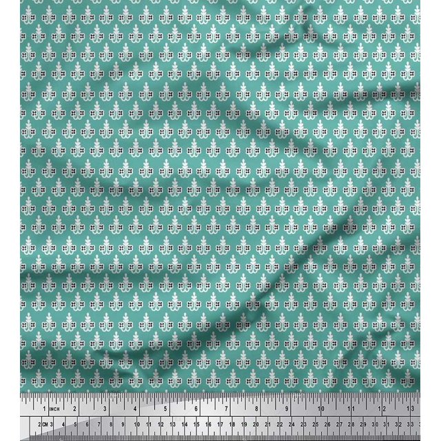 Soimoi Rayon Fabric Floral Block Print Sewing Fabric Yard 56 Inch Wide