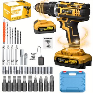 DGB Cordless Drill Driver, Electric Power Drill, Handheld Screwdriver Drill for Drilling, Fastening, Home Repairs, Ideal for DIY Projects and Professional Use