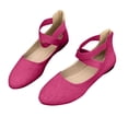 thumbnail image 1 of Ladys Single Shoes Suede Surface Elastic Ankle Strap Soft Sole Pointy Toe Flats Bottom Ballet Rear Ankle Zipper Shoes New Large Size Shallow Mouth Elastic Flat Shoes Hot Pink, 1 of 8