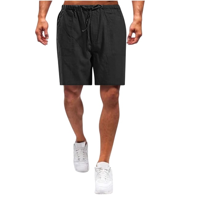 EOYWHK Big and Tall Linen Shorts for Men with Pockets,5" Inseam Summer Athletic Basketball Shorts,Quick Drying Breathable Elastic Waistband with Drawstring Pockets ,M-5XL