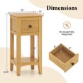 thumbnail image 3 of Gymax Nightstand 3-Tier Bedside Table w/ Open Storage Shelf & Narrow Side Table Natural, 3 of 9