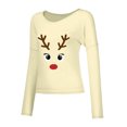 thumbnail image 4 of Mode Femme Décontractée Imprimé Col en V Ample Manches Longues T-shirt Haut Blouse Chandail, 4 of 9