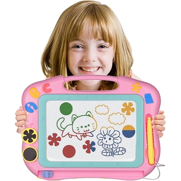 FLY2SKY Magnetic Drawing Board Kids Magna Doodle Board Travel Size Toddler Toys Sketch Writing Colorful Erasable Sketching Pad Holiday Birthday Gifts Girl Boy Educational Learning Toy