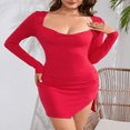 thumbnail image 4 of Women Bodycon Dress  Long Sleeve Backless Tie-up Solid Slit Mini Dress, 4 of 9