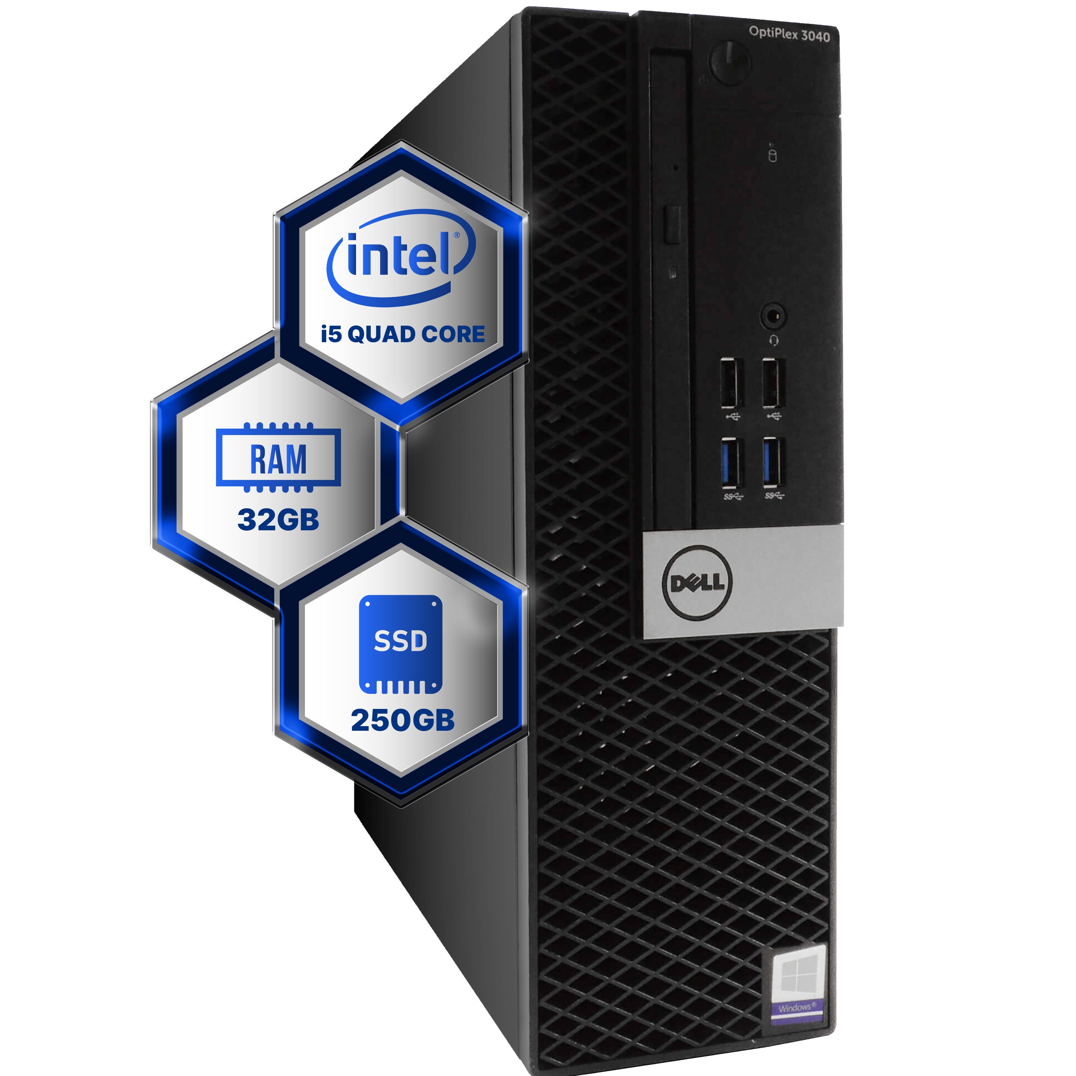 Dell Optiplex 5040 Desktop Computer | Quad Core Intel i5 (3.2) | 32GB DDR3 RAM | 250GB SSD Solid State | Windows 10 Professional | Home or Office PC