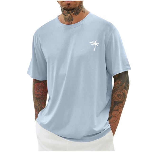 SDNall Shorts pour Hommes Hommes Imprimé Col Rond Décontracté Mode Manches Courtes Blouses Col Rond Chemises Chemises pour Hommes,T-Shirts à Manches Longues pour Hommes,Chemises à Manches Longues pour Hommes