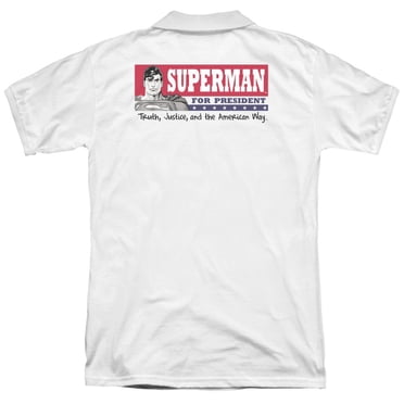 Superman Superman For President (Back Print) Mens Polo Shirt White MD
