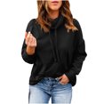 thumbnail image 1 of KIHOUT Printemps Hiver Hauts pour Femmes Mode Manches Longues Col Rond Chandail à Enfiler Couleur Unie Chandail à Capuchon Décontracté Blouse Hauts, 1 of 9