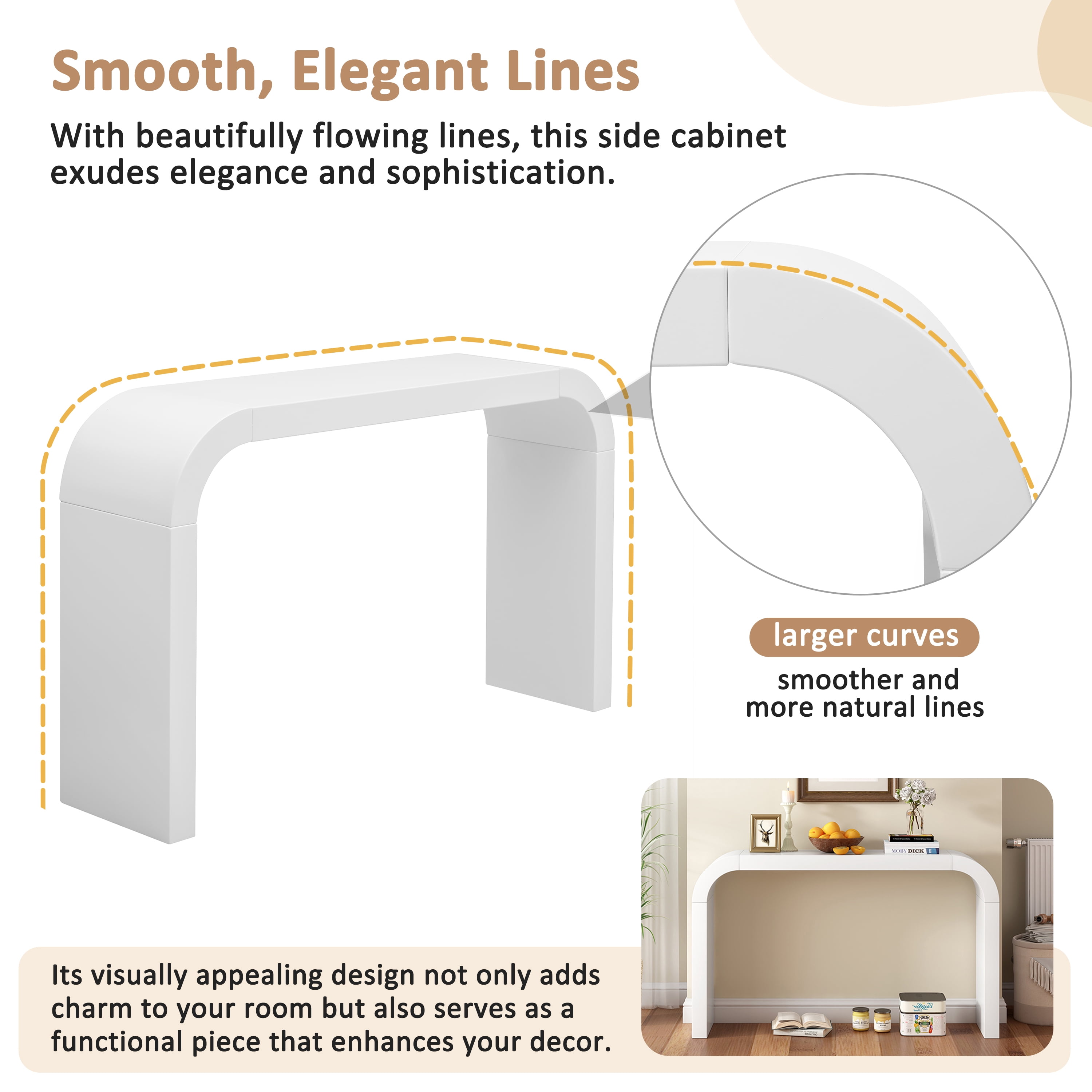 Noble House Modern Minimalist Console Table, Elegant and Versatile Design, Perfect, Sturdy and Stable Frame,White