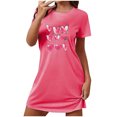thumbnail image 1 of Pyjama Grande Taille pour Femmes Jupe Chemises de Nuit pour Femmes Imprimé Cœur Robe de Nuit Manches Courtes Col Rond Chemise de Nuit Confort Robe de Pyjama Tenue de Nuit T-Shirt Tenue d'Intérieur Robe de Maison L, 1 of 3