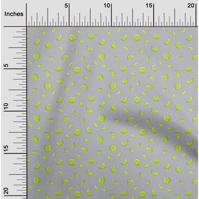 oneOone Viscose Chiffon Fabric Lemon Slice Vegetable Print Fabric by Yard 42 Inch Wide