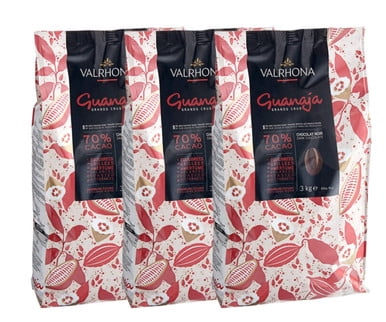 Valrhona Guanaja 70% Dark Chocolate Fève – Exquisite French Couverture Chocolate, Iconic Intense Bitterness & Roasted Warm Spice Notes, 6.6 lb. Bags – Professional Pastry Chef 3/Case Bulk Master Pack