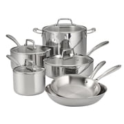 Tramontina Tri-Ply Clad 10 Pc Stainless Steel Cookware Set with Glass Lids