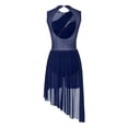 thumbnail image 2 of RUNQHUI Costume de Danse Lyrique pour Femmes Robe de Patinage Sans Manches en Chiffon Fluide Bas Justaucorps Bleu Marine S, 2 of 7