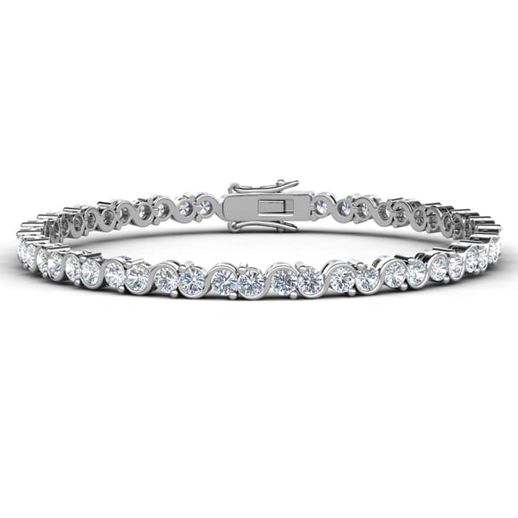 Cate & Chloe Ezra Bracelet Tennis Infini Plaqué Or Blanc 18k avec Diamants Simulés pour Femmes